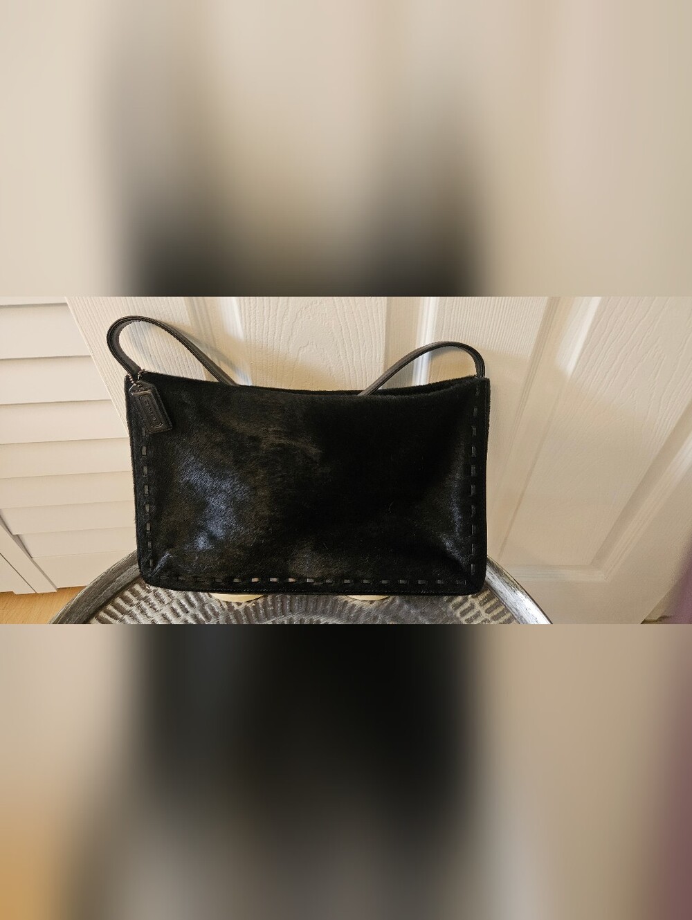 Vintage Black Coach Calf Hair Shoulder Bag